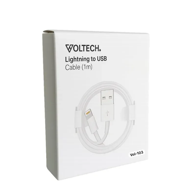 Cable USB-IPH Siliconado VOL103 Voltech Caja Blanca