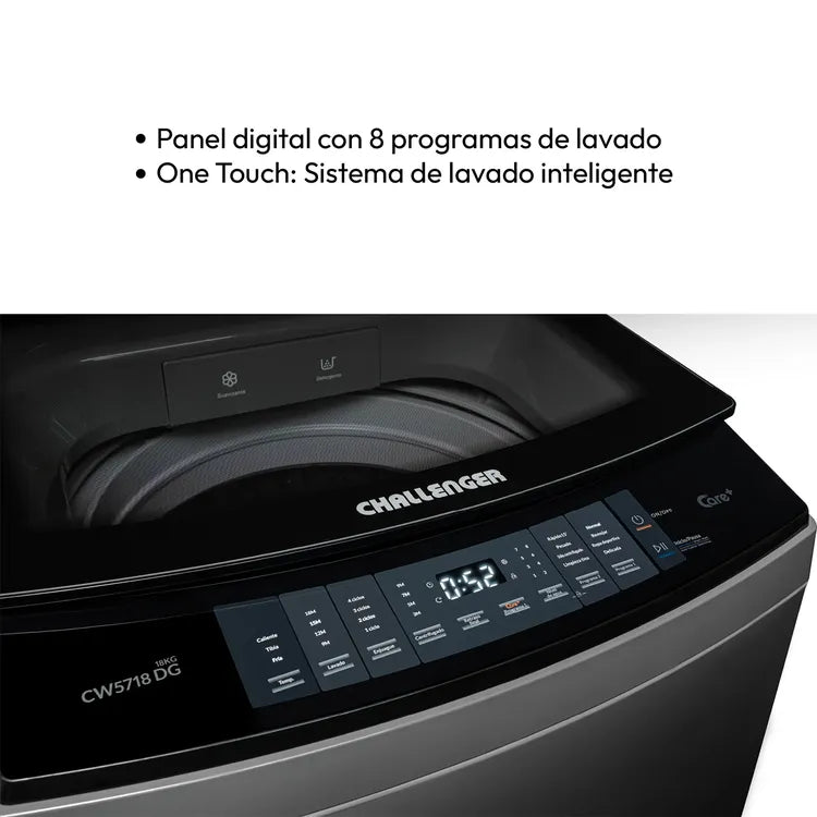Lavadora CHALLENGER Carga Superior 18 KilosCW5718 Dark Gray