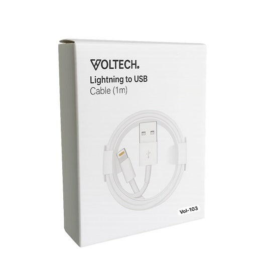Cable USB-IPH Siliconado VOL103 Voltech Caja Blanca