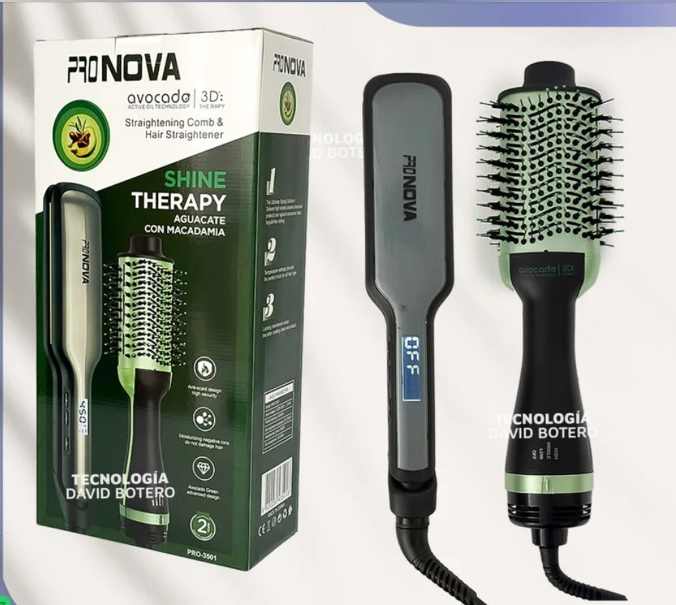 Combo Plancha y Cepillo ProNova Aguacate RE-3501